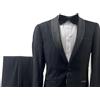 Generico Abito Smoking Uomo Sartoriale in Fresco Lana Tasmania, Slim Fit, Nero/Blu, Taglia 46-58 (IT, Numero, 52, Regular, Regular, 6, Nero) Primavera Estate