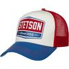 Stetson Highway Trucker cap Damen/Herren - Basecap mit Baumwolle - One-Size Big (60-64 cm) - Baseballcap größenverstellbar - mit Mesh-Einsatz - Schirmmütze Sommer/Winter Blau-rota