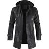 Sohodoo Giacca in pelle da uomo Cappotto in pelliccia sintetica di lunghezza 3/4 Caldo trench invernale in pelle PU lungo foderato (Color : Black, Size : 4XL)