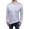 Evoga Camicia Uomo Slim Fit Bianca in Cotone con Collo alla Coreana (L, Bianco)