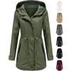 Generisch Giacca impermeabile da donna, impermeabile, traspirante, leggera, antivento, sottile, impermeabile, con cappuccio, per l'autunno, per le mezze stagioni, per la pioggia, giacca funzionale, C01 Verde, M