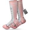 OutdoorMaster Calzini da sci per bambini, confezione da 2 calzini termici a compressione invernale in lana merino con ragazzi e ragazze, polsino antiscivolo sopra il polpaccio per sci, snowboard