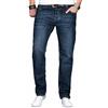 ALESSANDRO SALVARINI - Jeans da uomo Comfort Fit a gamba dritta, comfort-jeans in denim, Blu scuro, 36 W/38 L
