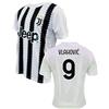 ZeroPlayer Maglia BIANCONERI Personalizzata con Nome e Numero di Dusan Vlahovic 9 Home 2022 2023 Replica Ufficiale, Bianco, Nero, 100% Poliestere, Taglia M
