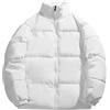 Generic Piumino invernale da uomo con colletto alla coreana, tinta unita, imbottito, trapuntato, antivento, spesso, caldo, parka soprabito, bianco, XL