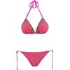 4Giveness Bikini Donna FGBW2244 Fucsia Triangolo Slip Regolabile Laccetti Lurex PE23 L