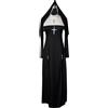 YOSUWOAI Costume da suora da donna, sexy, da chiesa, abito religioso, sottile, lungo, attillato, con fessura a croce, con copricapo, per cosplay, Halloween, carnevale, O nero., M
