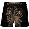 ALPTEC Pantaloncini da allenamento vichinghi neri Pantaloncini estivi da spiaggia per uomo Pantaloncini in poliestere ad asciugatura rapida Pantaloncini da bagno casual (Color : Odin, Size : L)