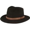 Hut Breiter Breiter Cappello in feltro per attività all'aria aperta, 100% lana, impermeabile e pieghevole, con rivestimento in pelle, per uomo e donna, nero, 57