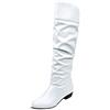 Generisch Scarpe carine donne stivali di colore slip on tacco solido rotondo stivali punta stivali donna, bianco, 41 EU
