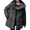 Yancremio Piumino da Donna con Cappuccio e Bottoni Imbottito Invernale Piumino Moda Spessa All'aperto Vacanza Festa Tendenza Piumino Caldo (Nero,XL)