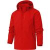 YOUCAI Giacca Antivento Impermeabile con Cappuccio Uomo Giacca da Pioggia Leggera Softshell Arrampicata Abbigliamento da Trekking Outdoor,Rosso,XS