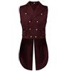 Beokeuioe Costume di Halloween da uomo, gilet gotico steampunk medievale, gilet a doppio petto broccato frack tailcoat paisley, gilet gotico steampunk bavero, B rosso., M