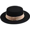 Generic Cappello da donna Fedora piatto elegante bombetta feltro Jazz Hat, Nero , Taglia unica