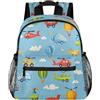 Entemne Zaino per bambini per ragazze e ragazzi con motivo cartoni animati auto elicotteri zaino per bambini piccoli libri prescolare con cinturino toracico leggero asilo borsa per asilo nido