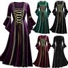 Generico 2024 Vestito Medievale Donna Halloween Vestiti Steampunk Punk Gotico Vintage Rinascimento Abiti in Velluto Costume Manica Lunga Taglie Forti