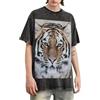 EdWal T-shirt oversize da uomo con stampa tigre, vestibilità ampia, vintage, in cotone, a maniche corte, casual, Nero , XXL