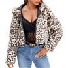 Goolecrimp Giacca invernale da Donna leopardata alla moda con cappuccio e cerniera soffice cappotto in sherpa a maniche lunghe tascabile casual soffice cappotto a pelo lungo (Kaki,L)