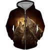 TangoDS Lupo Stampato in 3D Uomo Felpa con Cappuccio con Cerniera Moda Modello Animale Streetwear Punk Style Oversized Giacca in Felpa con Zip