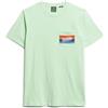 Superdry Maglietta da uomo a righe Cali con logo, Verde menta fluo strutturato, XXL