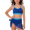 Happy Cherry Costume da Bagno Triangolo Ragazza 3 Pezzi Bikini Regolabile Abbigliamento da Spiaggia con Gonna Bambina Estivo Mode Comodo Costumi da Piscina 9-10 Anni