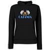 Settantallora - Felpa Cappuccio Donna Nero Maglia Tifoso Calcio Catania - Grafica Ispirata allo Stemma con Elefantini Taglia M