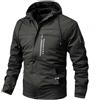 Mymyguoe Giacca in pile da uomo oversize, per attività all'aria aperta, casual, giacca da sci, parka, vintage, invernale, traspirante, casual, con cappuccio, Nero , M