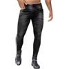 Generisch Jeans elasticizzati da uomo, slim fit, gamba stretta, streetwear, vestibilità sottile, pantaloni in tessuto a vita alta, traspiranti, comodi, pantaloni dritti, colore nero, Nero , M
