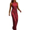 WOXIHUAN Tuta Da Donna Con Lacci Senza Maniche Con Zip In Paillettes Tinta Unita Sexy Jumpsuit Senza Spalline Slim Cocktail Festa Pantalone Tutine Tuta Intera Playsuit Elegante Monopezzi E Tutine Da Donna