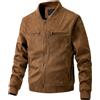 Generic Giacche classiche da uomo 2024 Abbigliamento alla moda Outwear Autunno e inverno Camoscio Stand Up Collar Giacca da uomo Doppia tasca con cerniera Bordo Sottile Cotone Casual American Jacket 2025