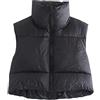 ORANDESIGNE Gilet in Piumino Donna Gilet Trapuntato Autunno Invernali Eleganti Smanicato Piumino in pelle PU Mode Giacca senza Maniche Gilet Double Face Piumini con Collo in Piedi C Nero L