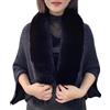 Generic Elegante scialle da donna avvolge collo di pelliccia lavorato a maglia orlo con frange aperto davanti nappa poncho sciolto ispessito per abiti da sera, Nero , Taglia unica