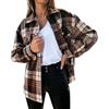 Generico Cappotto A Quadri Donna 𝐂orto Top coat da donna autunno/inverno, nuovo, sciolto, rilassato, con giacca a maniche lunghe scozzese vintage Giacca Oversize Donna (Brown, S)