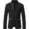 Bauzuoyo Giacca da uomo sportiva, blazer, moderna, con colletto alto, business, casual, elegante, per il tempo libero, stile medievale, stile gotico, slim fit, da uomo, vintage, giacca, Nero , XL