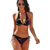 Oudrspo Costume da Bagno a Triangolo da Donna, 2 Pezzi, con Schizzi al Neon e Bikini Fluorescenti