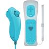 ameego GN-010RN Built-in Motion Plus Wireless Remote and Nunchuck Controller with Silicone Case & Wrist Strap for Nintendo Wii and Wii U (Baby Blue)