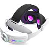 AARONMEI Archetto per Meta Quest 3S, cinturino sostitutivo VR con batteria da 12000 mAh, comfort migliorato e tempo di riproduzione prolungato, con luce RGB, per visore VR Quest 3S. (Bianco 2)