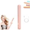 YuchiFa Mini ferro arricciacapelli doppio uso, mini piastra e ferro arricciacapelli 2 in 1, ferro arricciacapelli da viaggio ricaricabile tramite USB per tutti i tipi di capelli (Rosa)