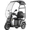 VELECO TURRIS CON CANOPY - Dispositivo per mobilità a 3 ruote - Completamente assemblato e pronto all'uso - Luci a LED - Display ad alto contrasto - Sistema di allarme (Grigio)