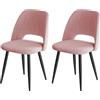 ANVOFONG Sedia da Pranzo Rosa in Velluto a Righe, Sedia Imbottita con Schienale Trapuntato e Gambe Indipendenti, Modern Style, 80 cm (H) x 48 (W) 45 (D), Rosa, Tinta Unita, Per Sala da Pranzo