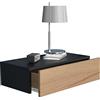 VCM Nachtschrank | Wandschublade | Wandboard | Nachttisch | Maße ca H. 15 x B. 60 x T. 30 cm - Usal M 60 cm Schwarz/Honig-Eiche