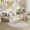 VitaliSpa Letto a pavimento Minno 90x200, letto bambini in metallo, letto Montessori con protezione anticaduta, bassa altezza d'ingresso, bianco