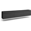 Skraut Home | Mobile TV Soggiorno | Ampio spazio a disposizione | 240x45x35 cm | Sospeso, da appendere | Stile moderno | Nero