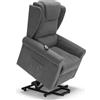 REDÒKASA Poltrona relax elettrica Detroit per anziani, 2 motori, 2 o 4 ruote ruote, Kit Optional Batteria, alzapersona, cuscinetto lombare, idrorepellente (Standard - 2 Ruote, Grigio)