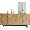 Générique Elegante credenza bianco e oro, 140 x 40 x 75 cm, con ripiani regolabili, design a righe diagonali, 4 ante, credenza di soggiorno di lusso, armadio ad angolo del corridoio, armadio da camera da letto