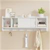Hzuaneri Appendiabiti a Muro con 4 Scomparti e 5 Ganci, con Ante Scorrevoli, Mensola Parete Multifunzionale, Stile Moderno Minimalista, per Corridoio Camera Soggiorno, 22x98x40 cm, Bianco LCR60303X