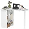 HOMCOM Scrivania Salvaspazio, Scrivania Piccola con 6 Scomparti, 4 Scaffali Regolabili e Piano Ricurvo, Tavolo Computer per Casa, Studio e Ufficio, 100x59x75.5 cm, Bianco
