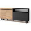 Skraut Home | Credenza, Mobile, Cucina | Madia, mobile ingresso | 200x87x35cm | 4 Porte | Design industriale | Stile moderno | Rovere e nero