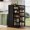 Merax Armadietto con 2 ante e 4 ripiani regolabili, 120 x 60 x 40 cm, con sensore LED, adatto per cucina, colore: nero