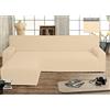 BIANCHERIAWEB Copridivano Genius con Penisola Chaise Longue Modello Swing Colore Panna Sinistra Panna